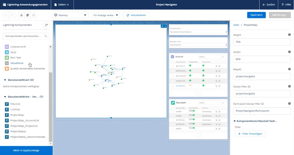Placing and configuring the ProjectMap component (Height attribute)