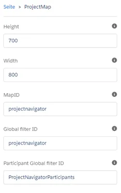 ProjectMap component attributes continued (Width, MapID)