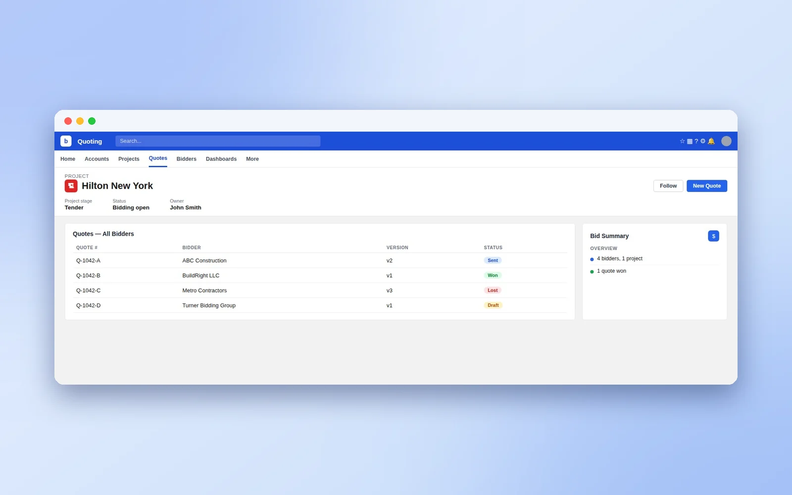 Multi-Bidder Quote Management